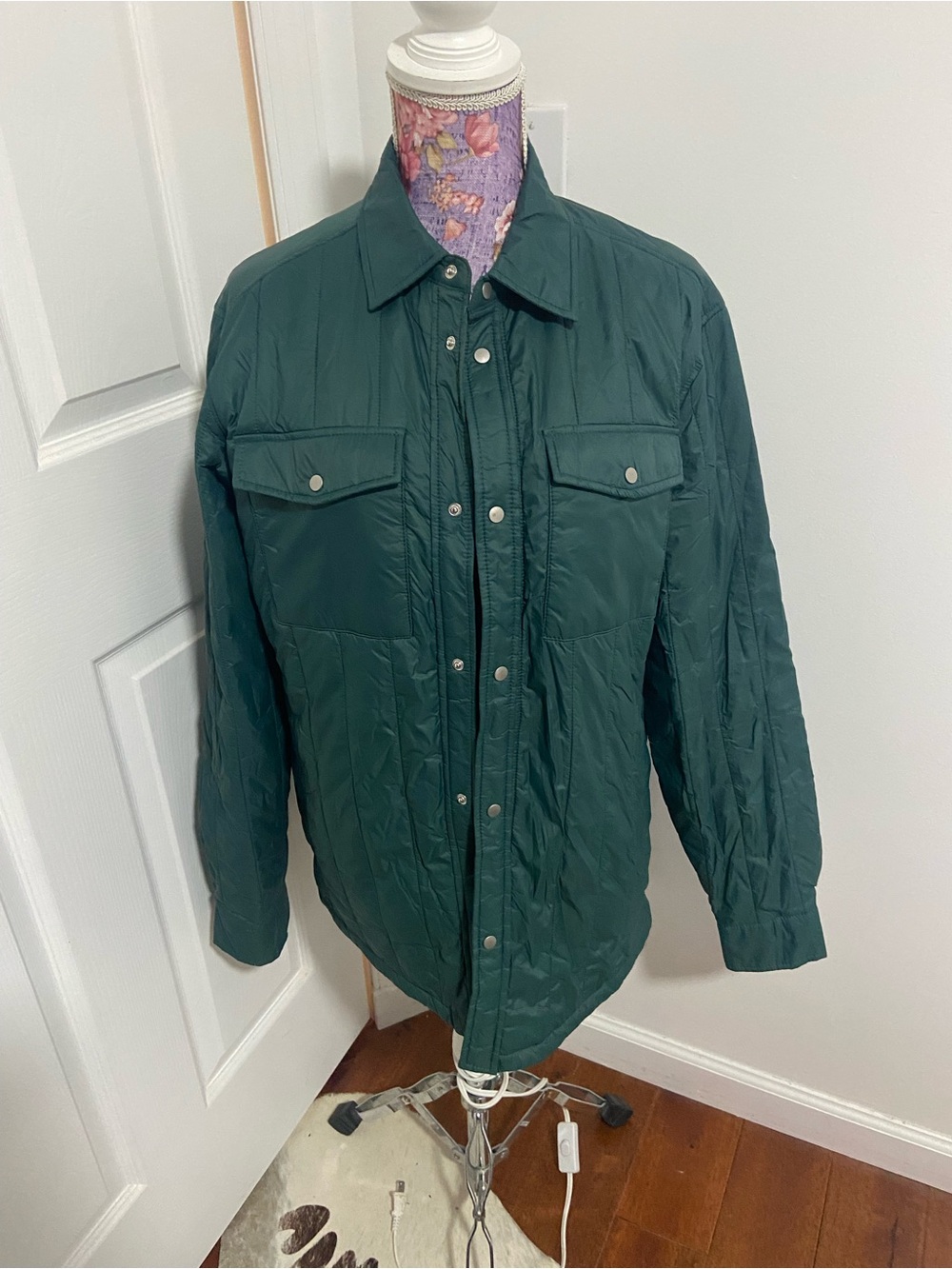 Zara men’s green quilted shirt jacket medium